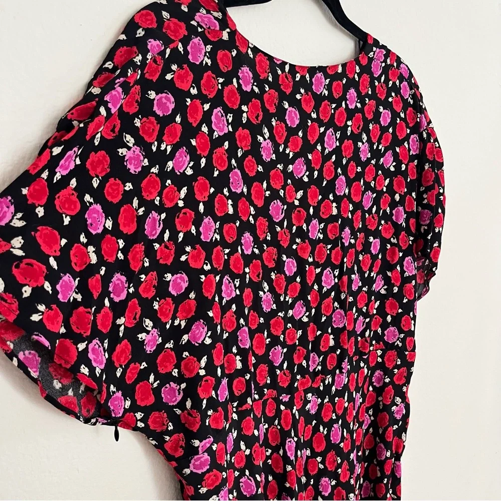 Zara Red Pink Floral Maxi Dress Romantic Cottagecore Boho Spring Whimsigoth - Picture 11 of 14